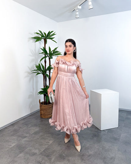 ML26023 İp Askılı Midi Elbise – Ön Pencere Detaylı