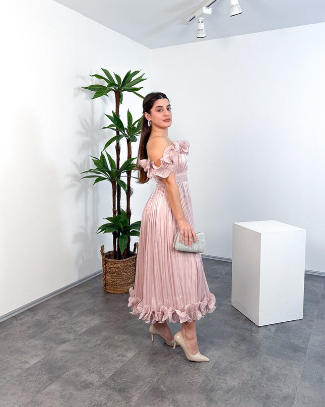 ML26023 İp Askılı Midi Elbise – Ön Pencere Detaylı