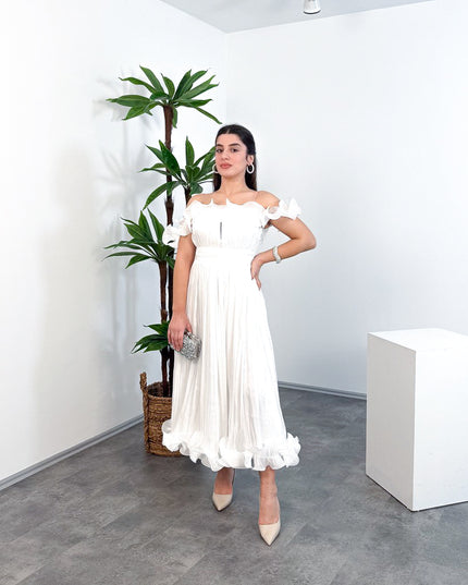 ML26023 İp Askılı Midi Elbise – Ön Pencere Detaylı