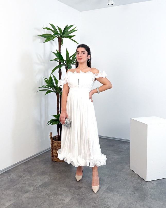 ML26023 İp Askılı Midi Elbise – Ön Pencere Detaylı