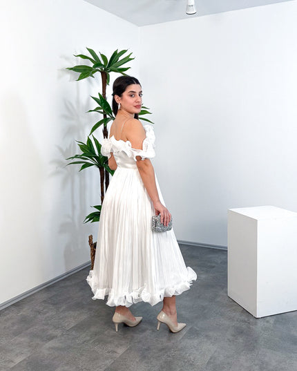 ML26023 İp Askılı Midi Elbise – Ön Pencere Detaylı