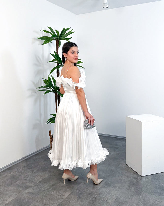 ML26023 İp Askılı Midi Elbise – Ön Pencere Detaylı