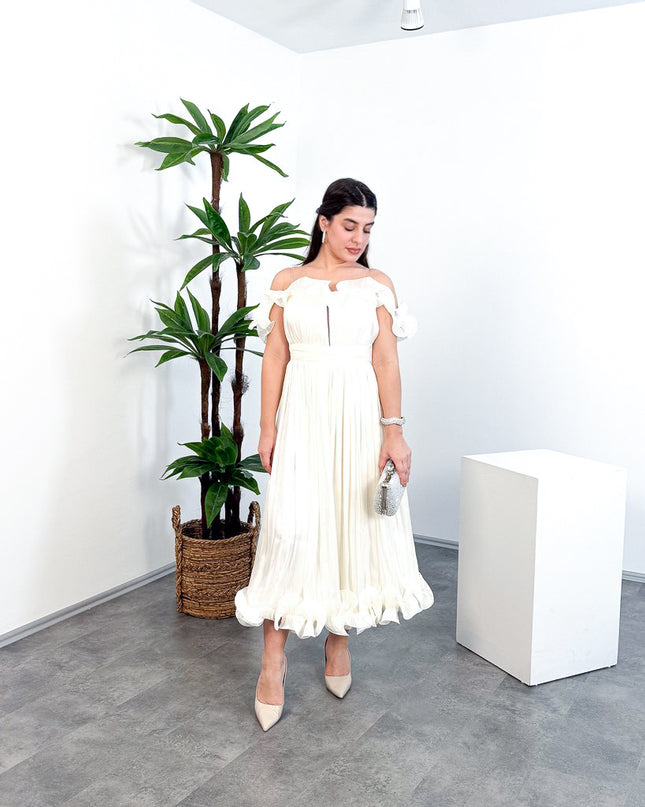 ML26023 İp Askılı Midi Elbise – Ön Pencere Detaylı