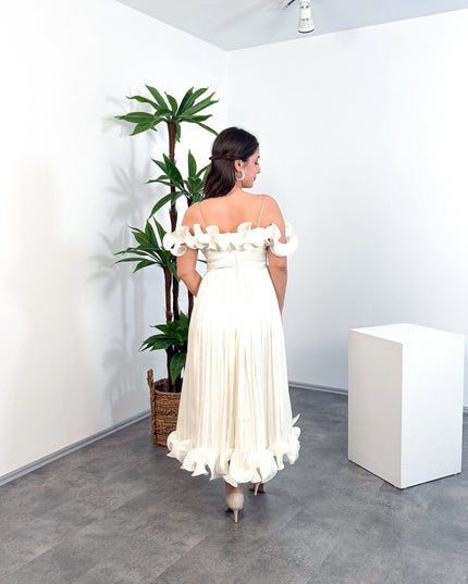 ML26023 İp Askılı Midi Elbise – Ön Pencere Detaylı