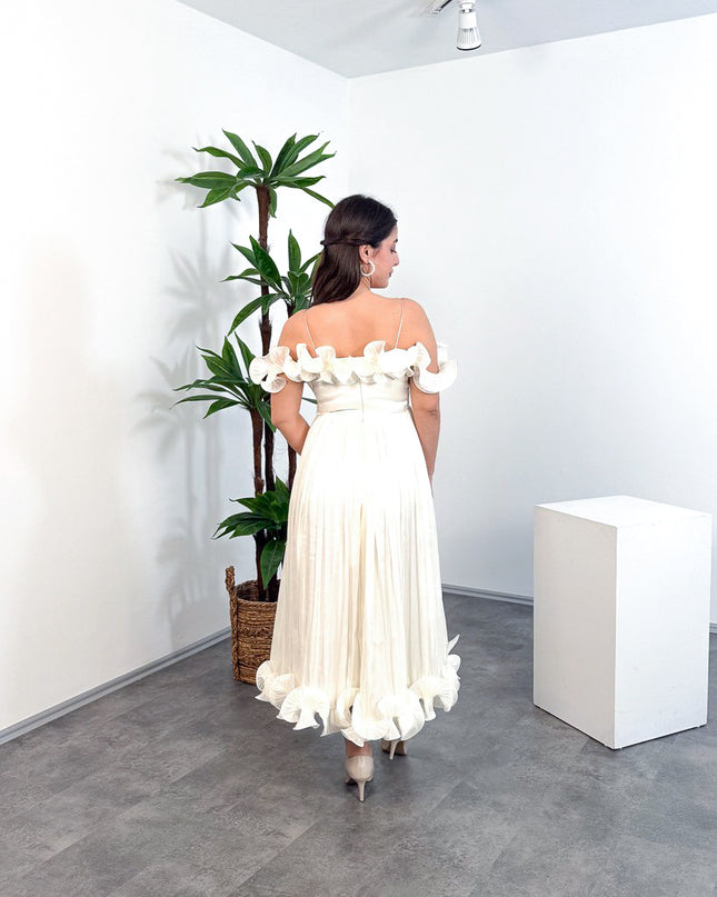 ML26023 İp Askılı Midi Elbise – Ön Pencere Detaylı