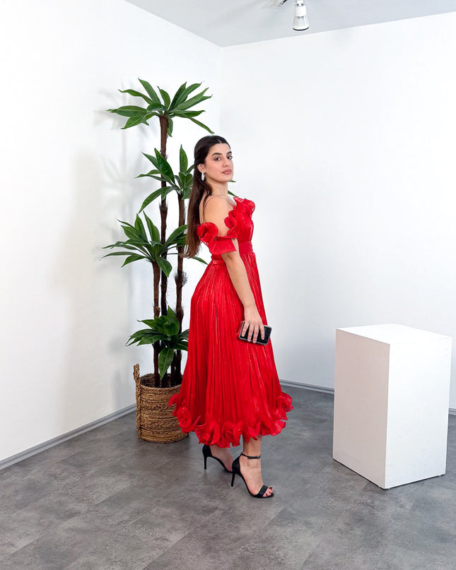 ML26023 İp Askılı Midi Elbise – Ön Pencere Detaylı