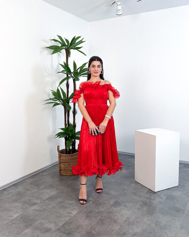 ML26023 İp Askılı Midi Elbise – Ön Pencere Detaylı