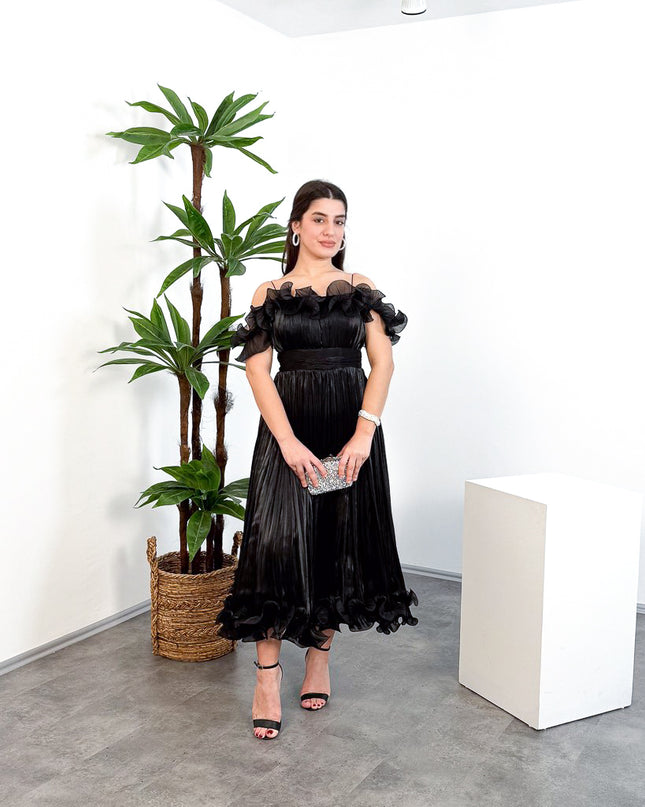 ML26023 İp Askılı Midi Elbise – Ön Pencere Detaylı