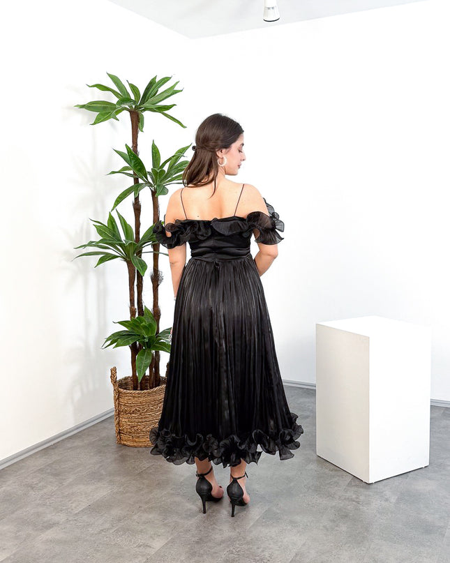 ML26023 İp Askılı Midi Elbise – Ön Pencere Detaylı