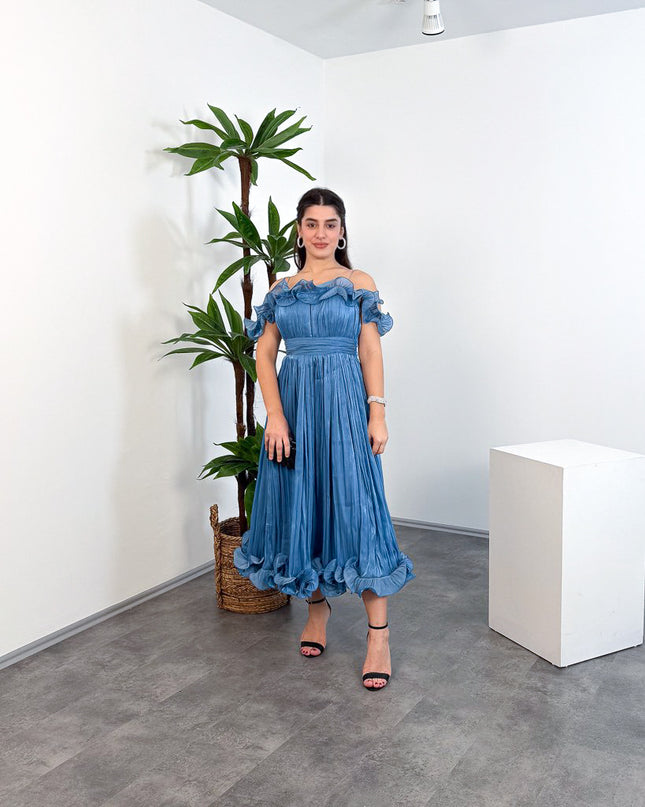 ML26023 İp Askılı Midi Elbise – Ön Pencere Detaylı