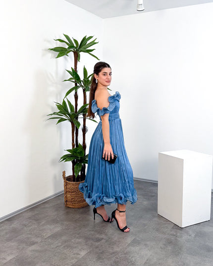 ML26023 İp Askılı Midi Elbise – Ön Pencere Detaylı