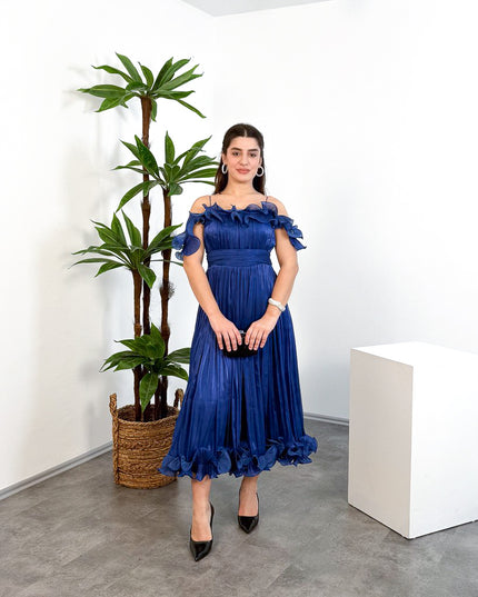 ML26023 İp Askılı Midi Elbise – Ön Pencere Detaylı