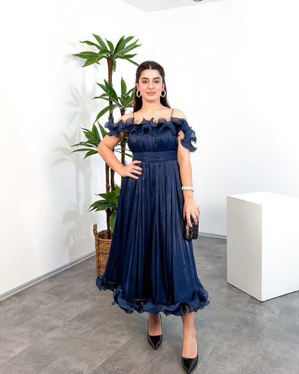 ML26023 İp Askılı Midi Elbise – Ön Pencere Detaylı