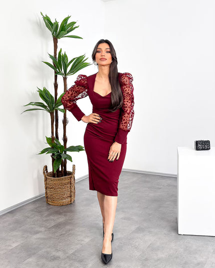 ML26012 Short Dress with Wrap Neckline and Tiered Skirt